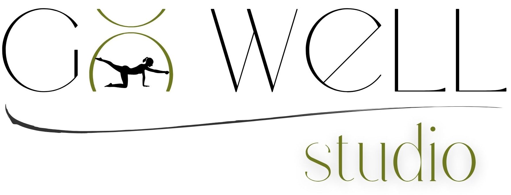 Logo Go Well Studio z kobieta w pozycji jogi.